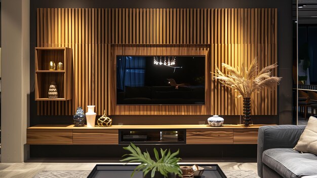 Wooden Accents tv panel design - wall and all interiors