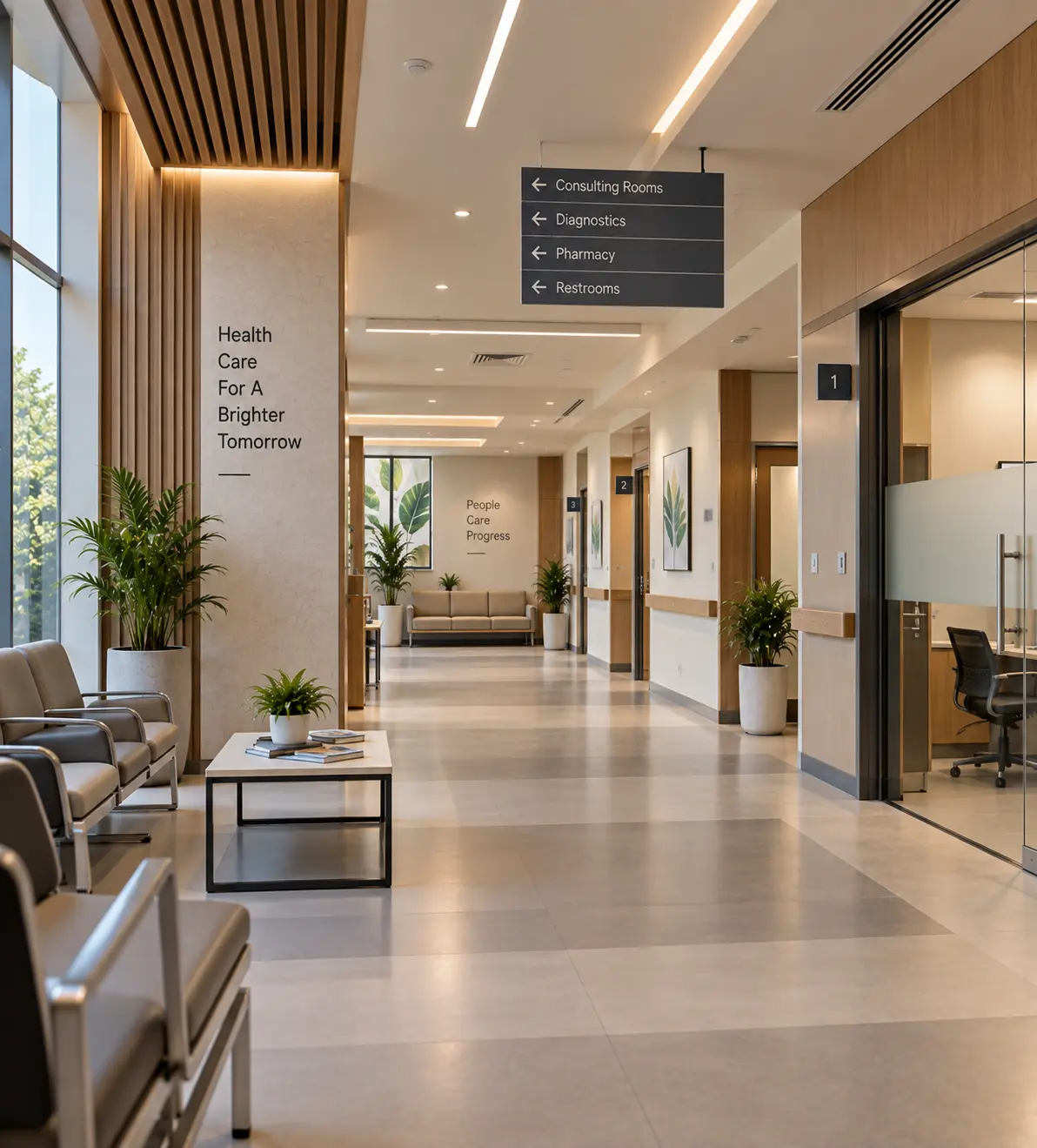 Hospital interiors in Coimbatore designed for functional and comfortable healthcare spaces