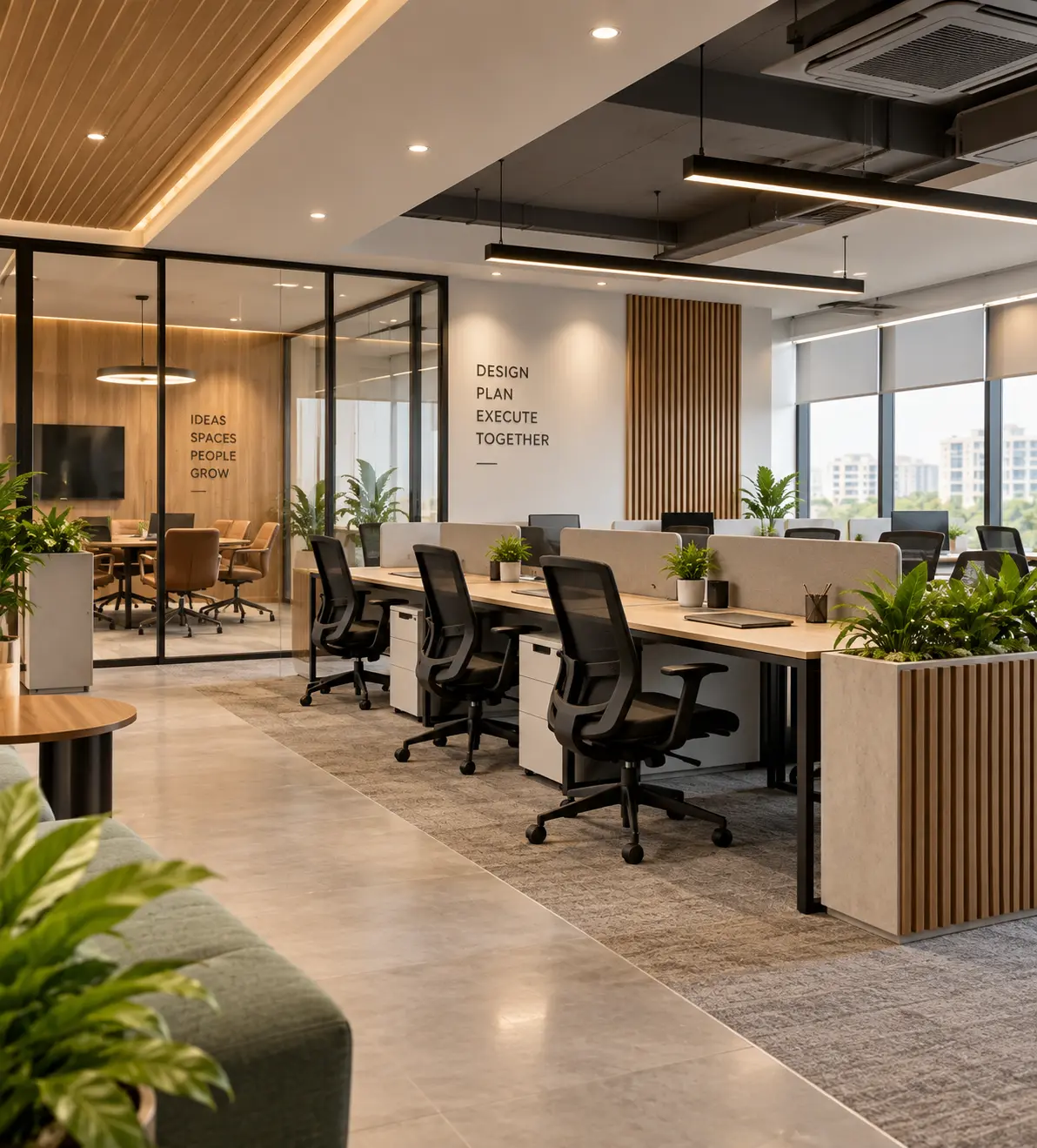 Office interiors in Coimbatore with modern workspace and functional interior design