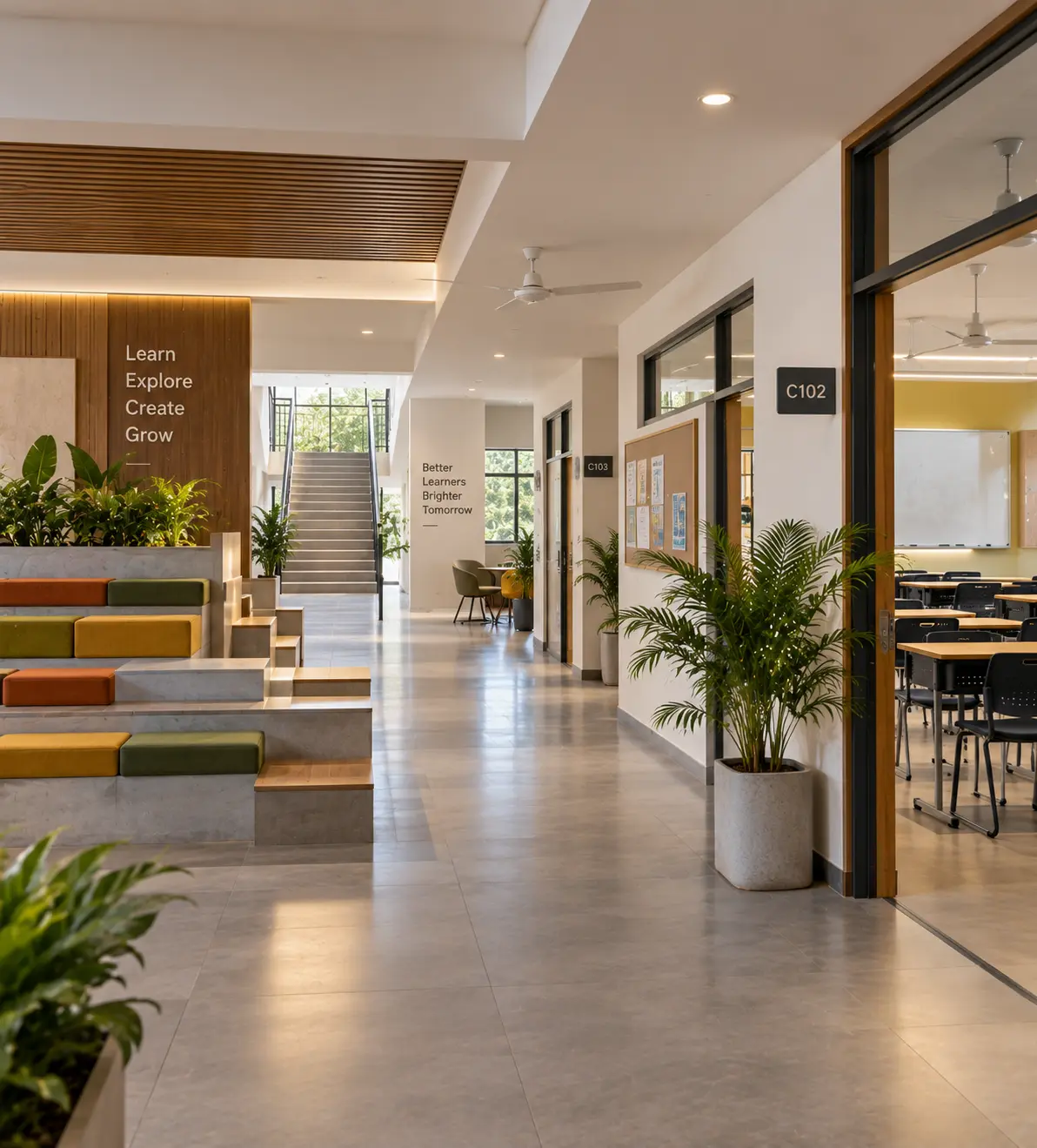 School and college interiors in Coimbatore with functional educational spaces