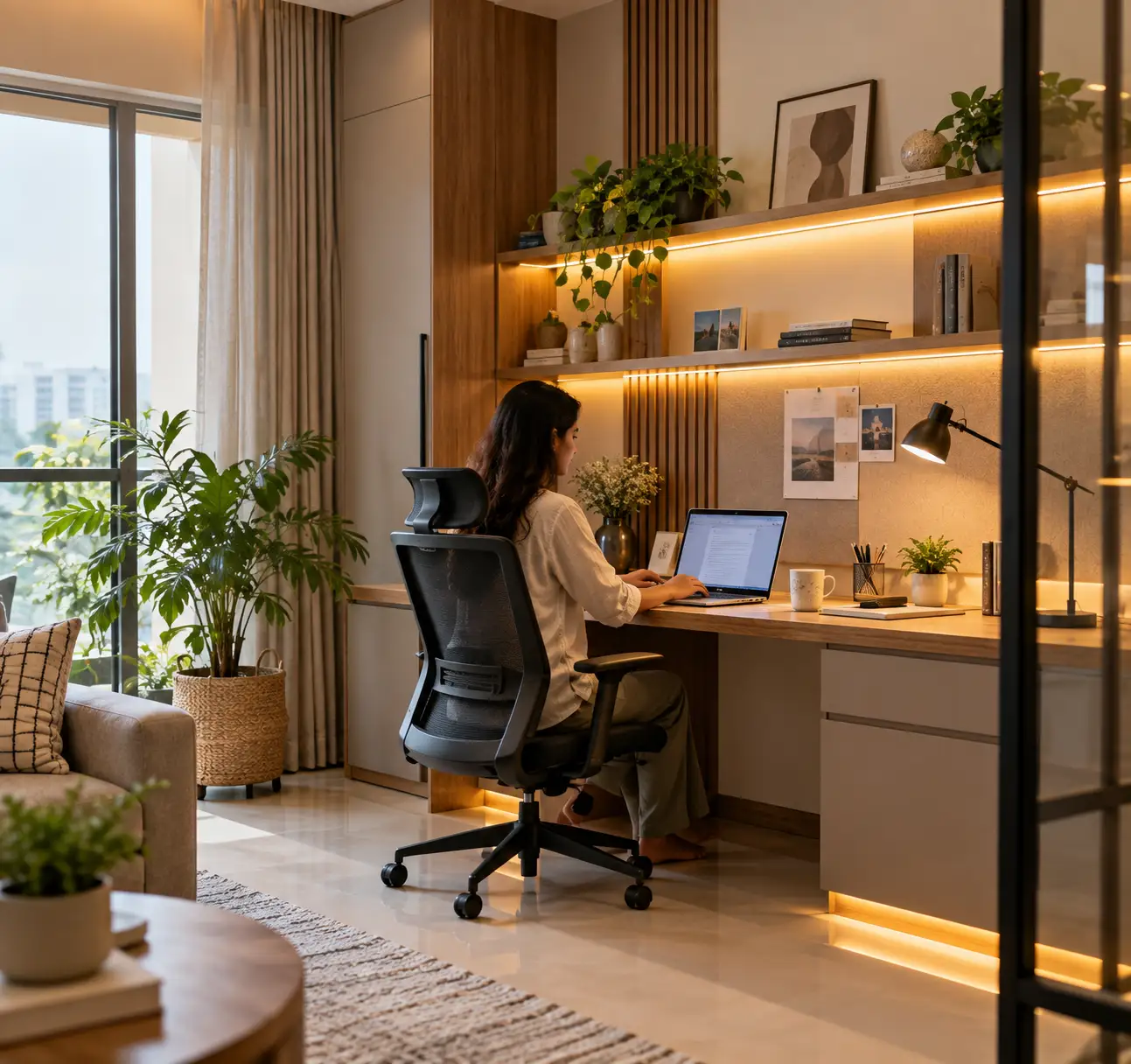 Modern work-from-home interior designs by interior designers in Coimbatore